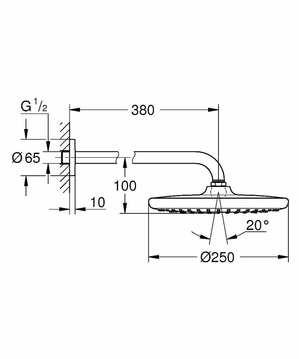 Верхний душ Grohe Tempesta 250 26663000 хром