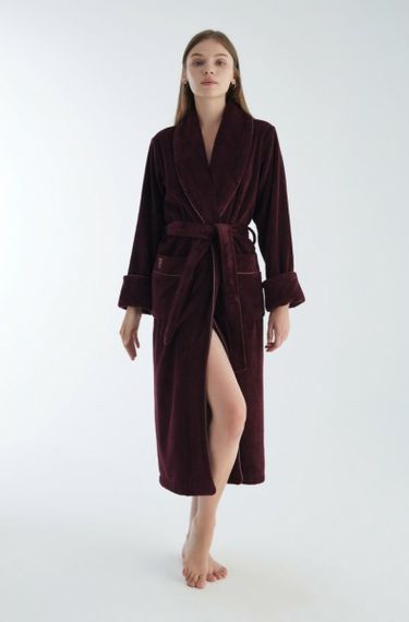 Халат женский махровый 4140 бордовый  NUSA Турция