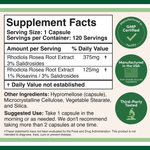 Double Wood Supplements - Rhodiola Rosea - 120 x 500 mg capsules