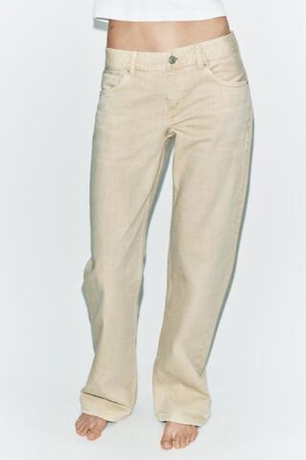 ZARA ДЖИНСЫ TRF WIDE-LEG С НИЗКОЙ ПОСАДКОЙ, СВЕТЛО-КОРИЧНЕВЫЙ