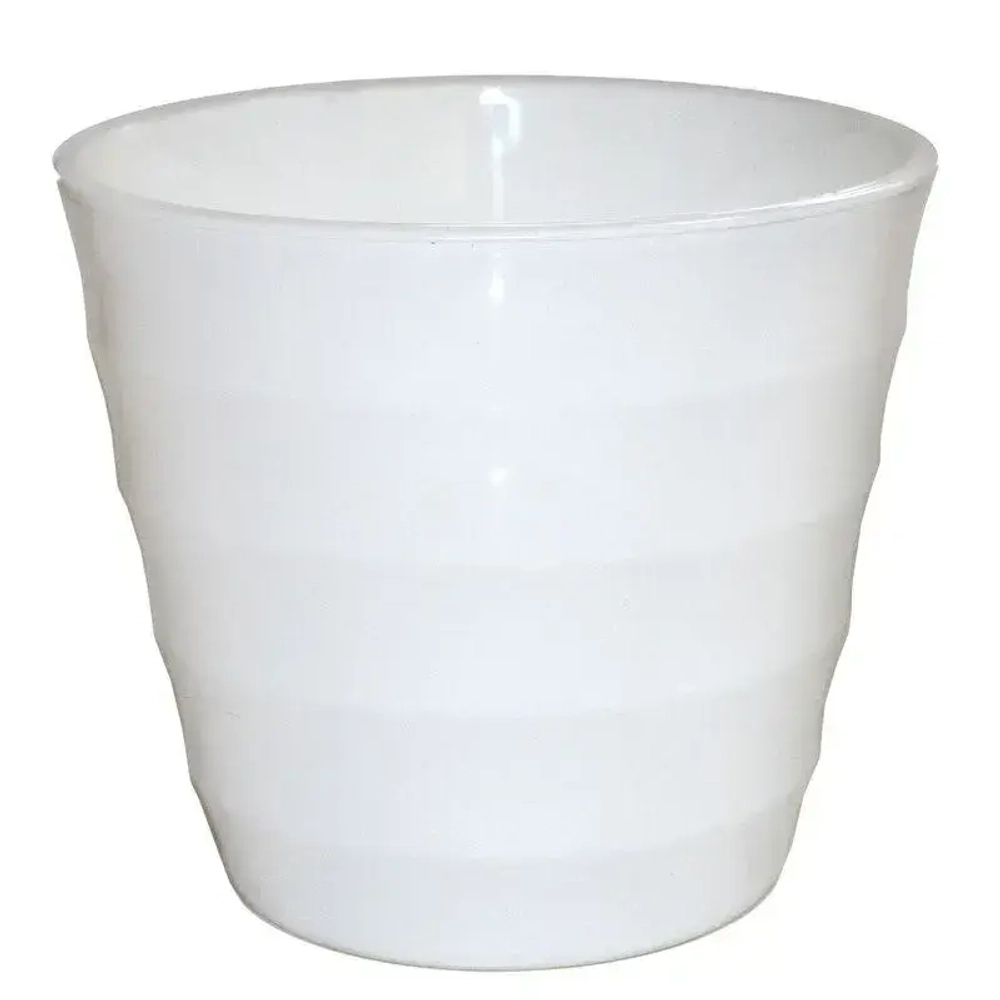 Горшок пластиковый с вкладкой Лаура 2,3л, d.17 h.15, бело-белый