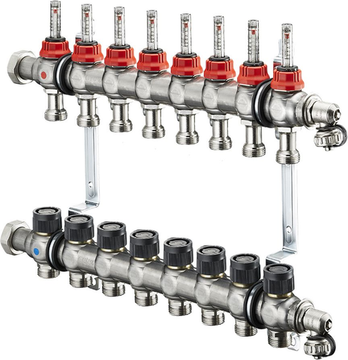 Коллектор Oventrop Multidis SF 1" арт. 1404358 (8 контуров) с расходомерами для теплого пола