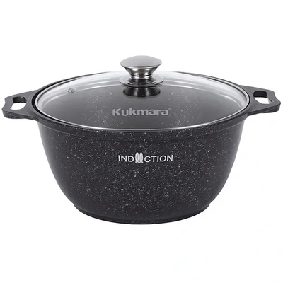 Кастрюля 2л со стекл. крышкой АП (темный мрамор) линия «Marble Induction»