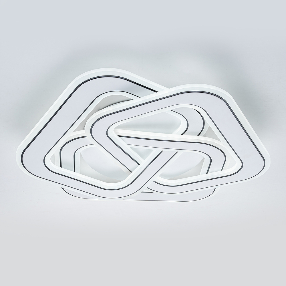 Потолочный светодиодный светильник 140Вт, 6113лм, 3000-6000K, Ra>80, плавная регулировка мощности, изменение цветовой температуры, ночник, пульт, металл/акрил, белый/черный