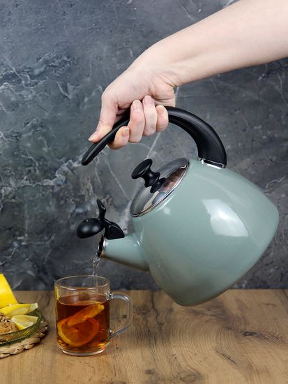 Чайник 2,5 л. эмалированный со свистком Kamille KM 1040A с черной бакелитовой ручкой