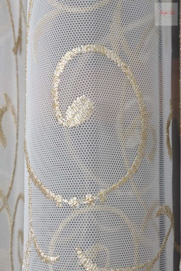 Микросетка с вышивкой Вензель (золото)