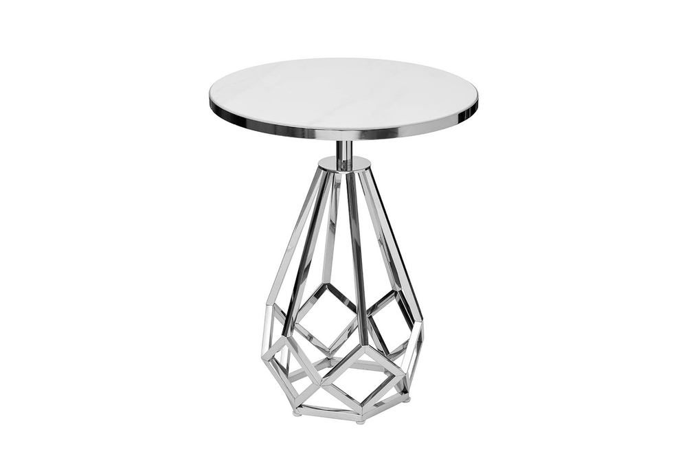 Стол журнальный с мраморной столешницей d50x62см, цвет опоры серебро Garda Decor