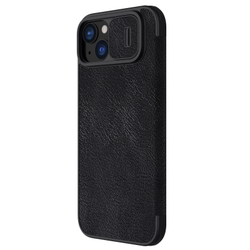 Кожаный чехол книжка от Nillkin для iPhone 15, серия Qin Pro Leather с защитной шторкой для камеры