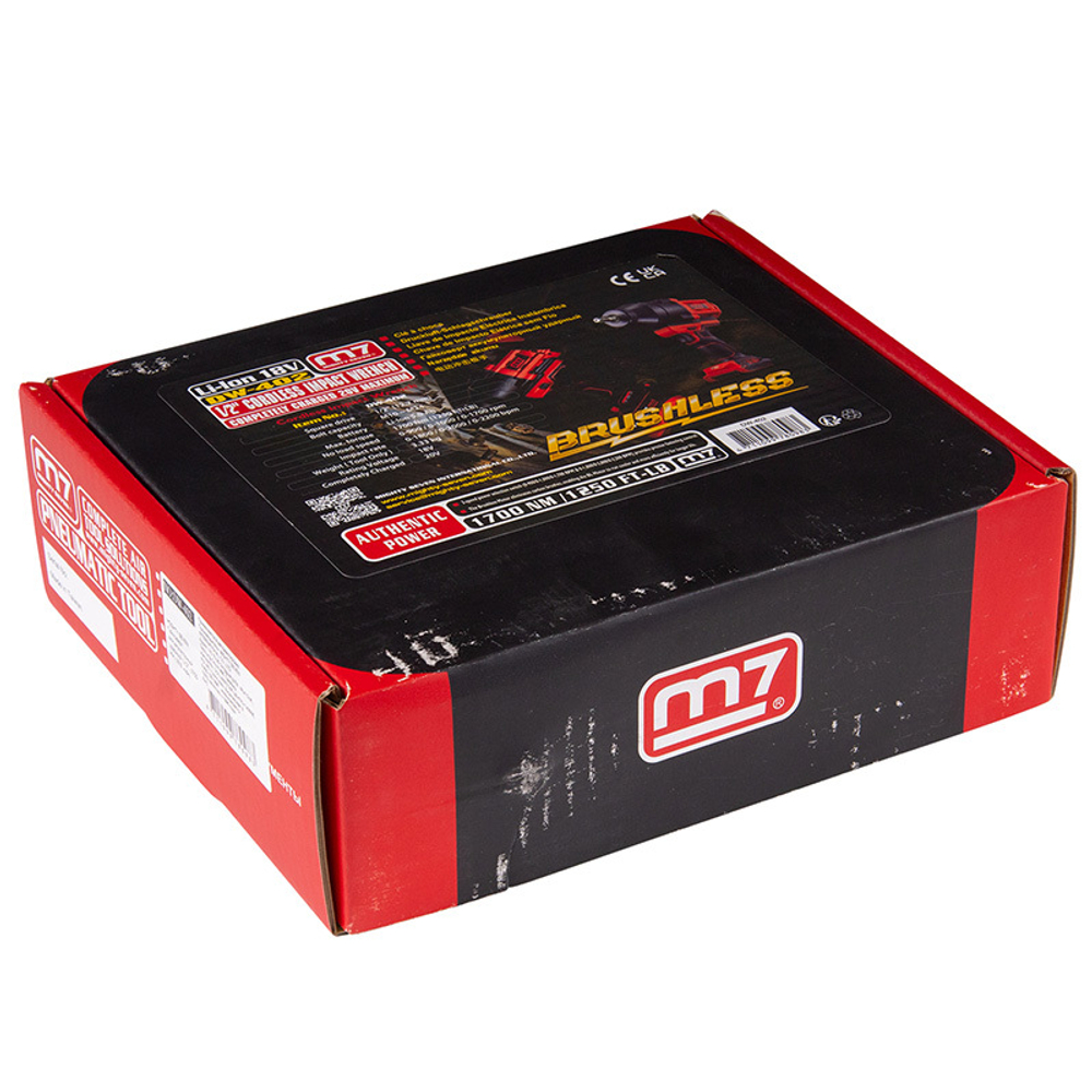 MIGHTY SEVEN (DW-402) Гайковерт аккумуляторный ударный 1/2", 1700 Нм, 18 В, без аккумулятора и ЗУ