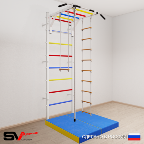 Шведская стенка Sv Sport 5364 (Турник рукоход/Канат/Лестница/Трапеция/Мат 1м)