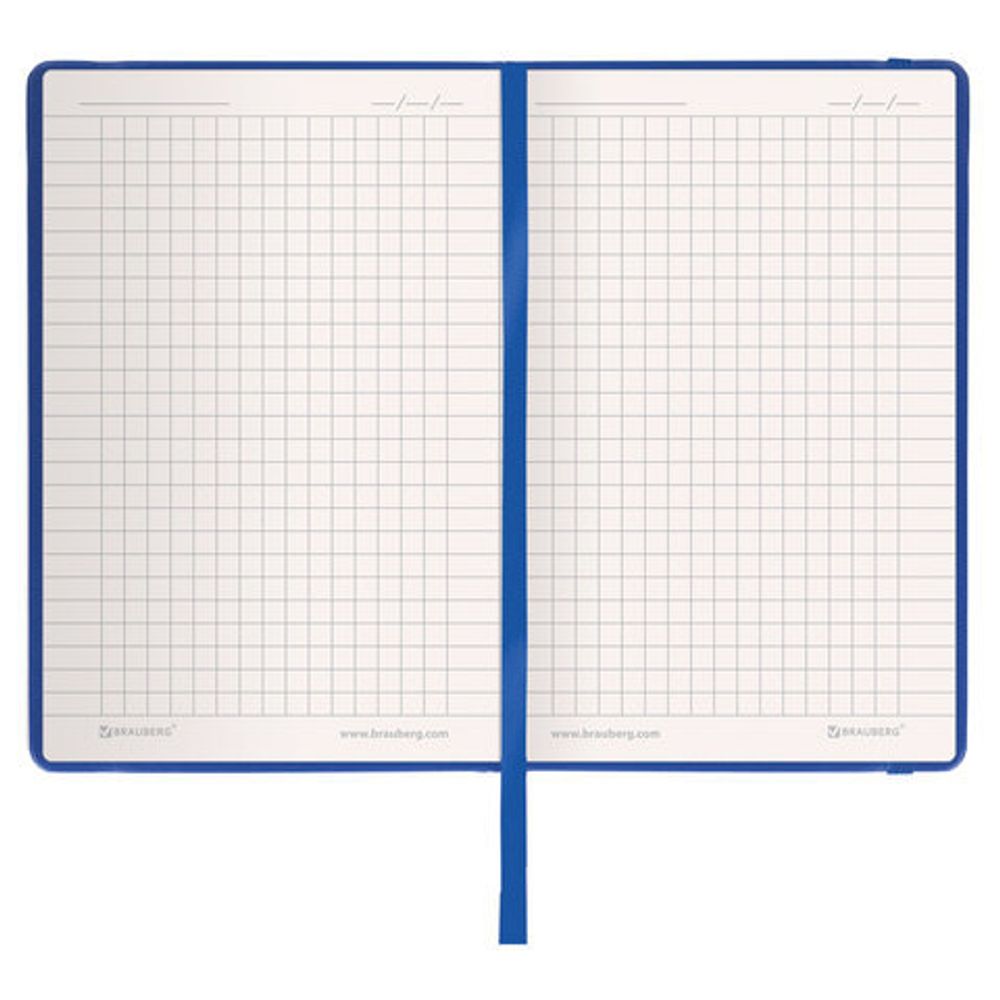 Блокнот в клетку с резинкой МАЛЫЙ ФОРМАТ А6 (100x150 мм), 80 л., балакрон синий BRAUBERG "Metropolis", 111588