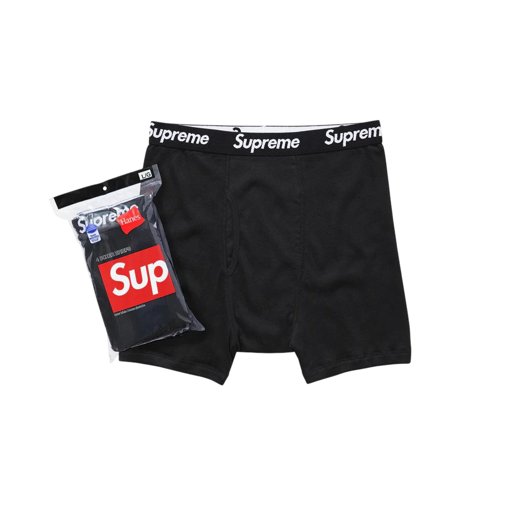 Боксеры Supreme x Hanes 4-Pack Black