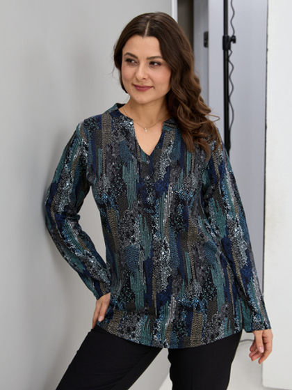 Блузка БЛ-22/черный-разноцветныйпиксель