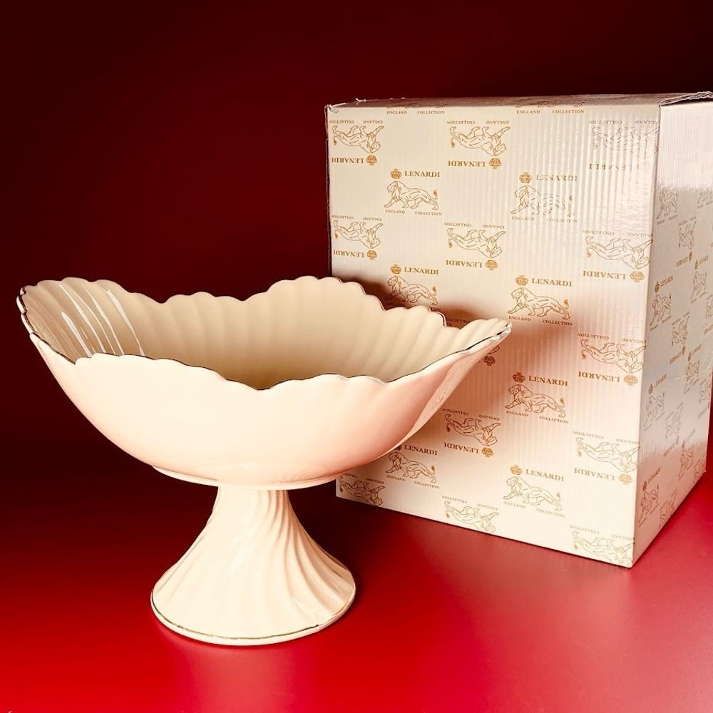 Lenardi 305-131 Овальная фруктовница 33х25х20см на ножке ЖОЗЕ в под.уп.(х4)Фарфор