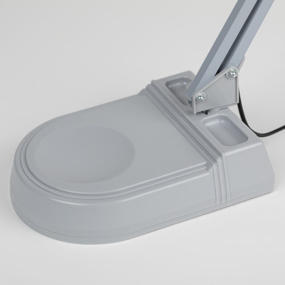 Настольный светильник ЭРА NL-202-G23-11W-GY с лампой PL на струбцине и с основанием серый | Настольные светильники под лампу