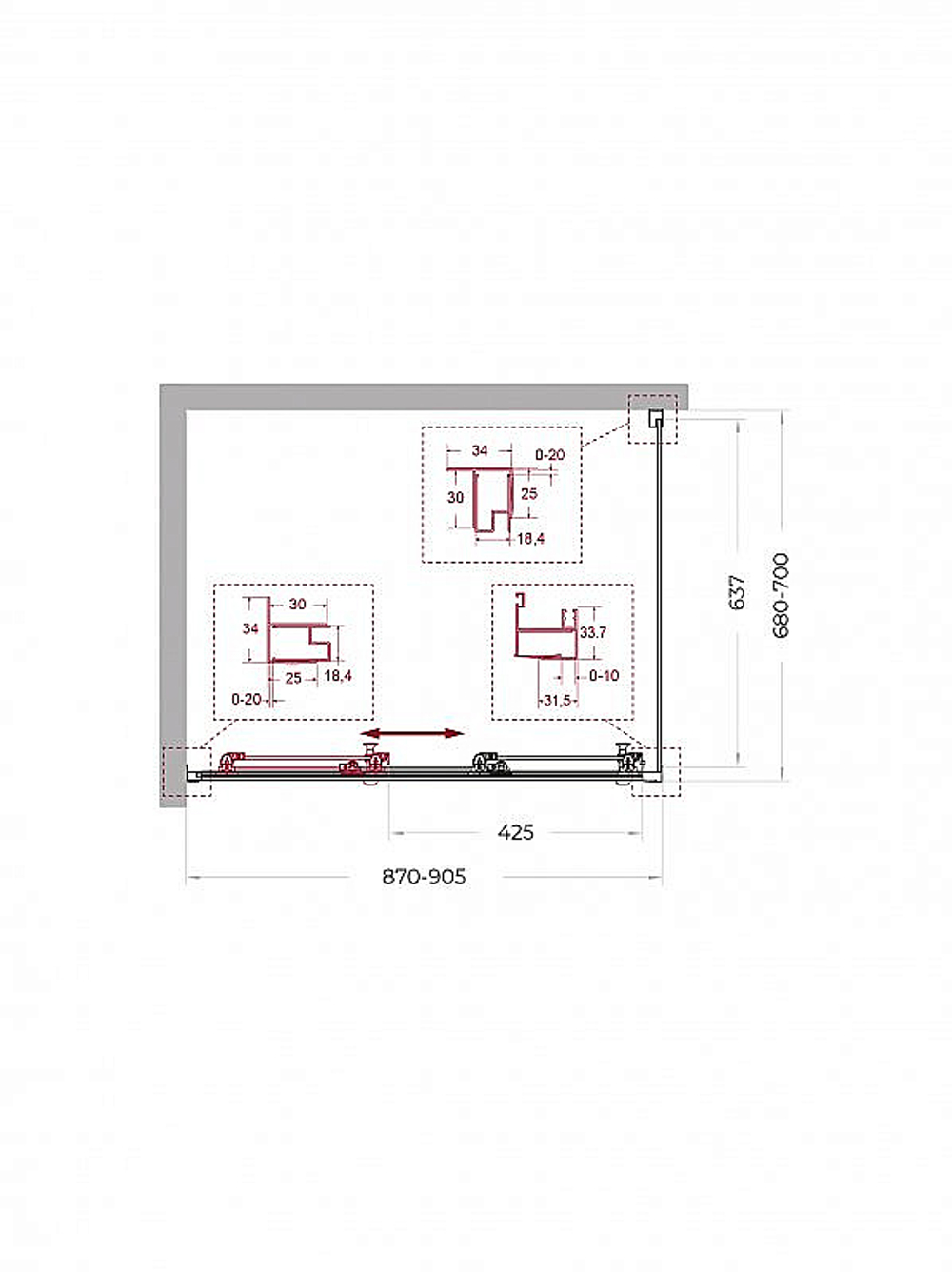Душевой уголок BelBagno UNO-195-AHF-31 90x70 стекло прозрачное/профиль черный матовый