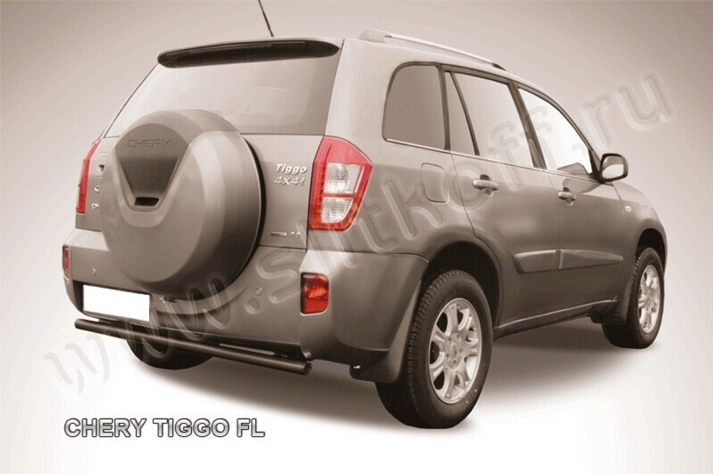 Защита заднего бампера (нержавейка) Chery Tiggo FL (2011-2016) d57 (черный)