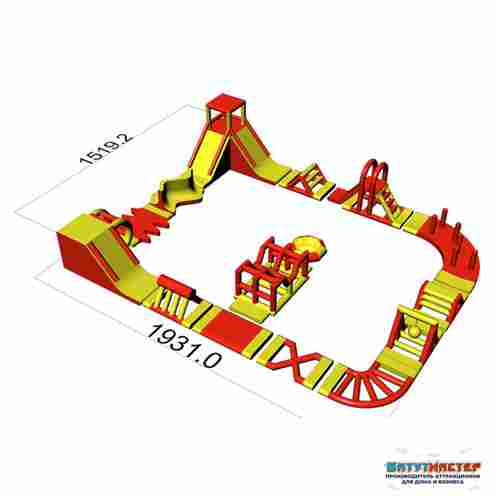 Надувной аквапарк на воде «Вулкан парк» 19х15х5 м