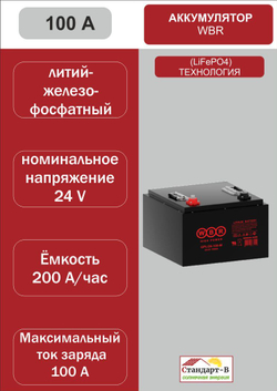 Аккумулятор WBR LiFePo4 100 А 24в