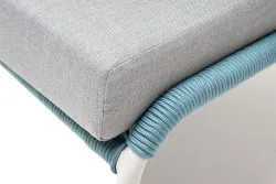 "Милан" кресло плетеное из роупа, каркас алюминий светло-серый (RAL7035) муар, роуп бирюзовый круглый, ткань светло-серая