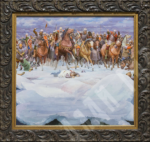 Гордеев Д. Д. (1964г.). Битва. Иллюстрация к книге "Александр Невский". Бумага, гуашь, темпера.