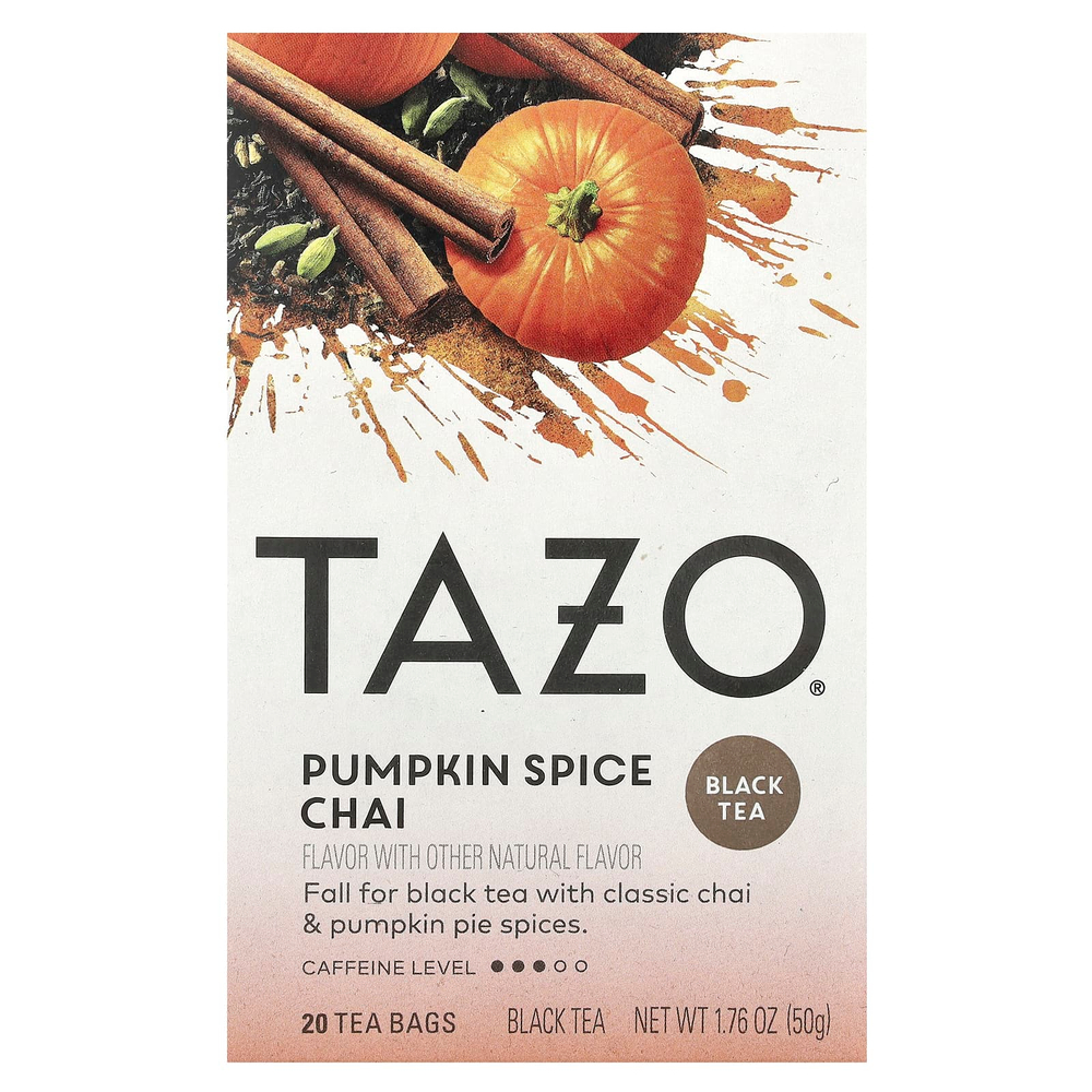 TAZO, Black Tea, чай с тыквенными специями, 20 чайных пакетиков, 50 г (1,76 унции)