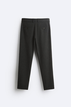 ZARA БРЮКИ КОМФОРТНОЙ ПОСАДКИ ИЗ РЕЛЬЕФНОЙ ТКАНИ, АНТРАЦИТОВО-СЕРЫЙ