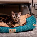 Лежанка прямоугольная "Клён" S, изумрудно-песочная, 460*360*180мм, серия LOVE THE PLANET, Triol