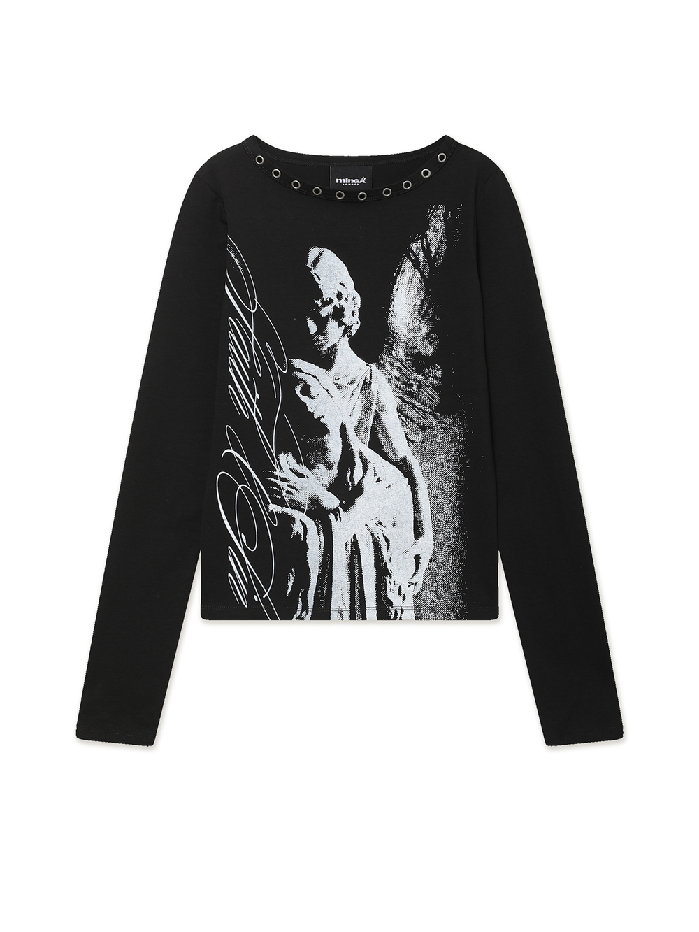 Топ Silent Vow Black Sigil Cursive Graphic Eyelet Neck