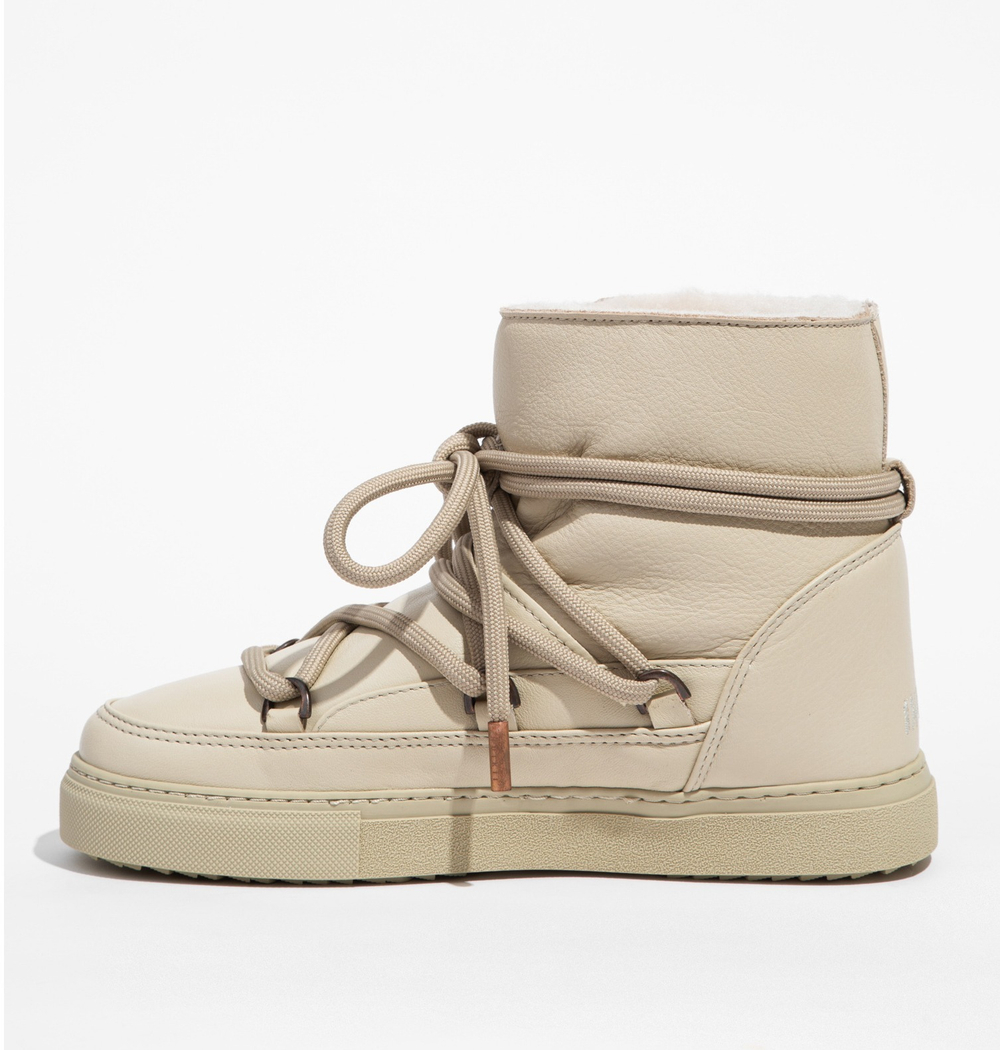 Высокие кожаные кеды INUIKII 75202-087 Sneaker Full Leather Cream на меху
