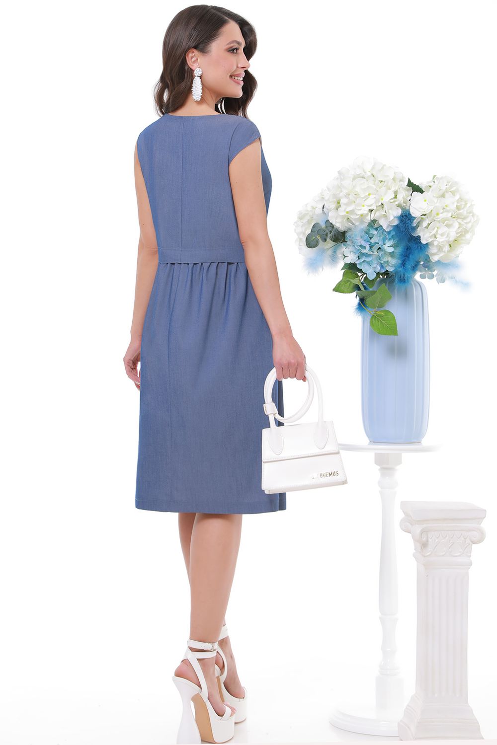 Платье с оборкой цвета деним DStrend (Акция)