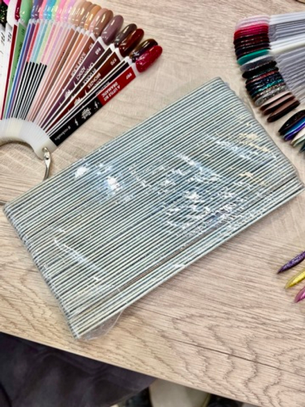 Пилка для ногтей тонкая OPI ПРЯМАЯ 100/180 серая (50шт.)