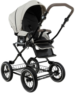 Детская коляска Roan Bass Next Classic d12 2.0 3 в 1 с автокреслом Tutis Elo Black BNC/84/2 Marzipan/Black/руч.Cappuccino