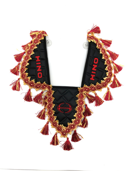 Вымпел тройной HINO (экокожа, черный с красными кисточками)