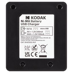 Зарядное устройство для аккумуляторов Kodak USB Overnight charger with 4 x AAA 1100 mAh [K4AA/AAA] | Kodak