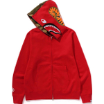 A Bathing Ape Bathing Ape Shark Pattern Hooded Zip Up Свитшот красный