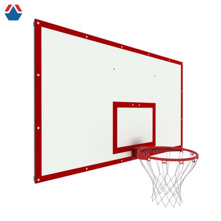Щит баскетбольный ИГРОВОЙ 1800х1050 ФАНЕРА 18 на раме цвет разметки КРАСНЫЙ