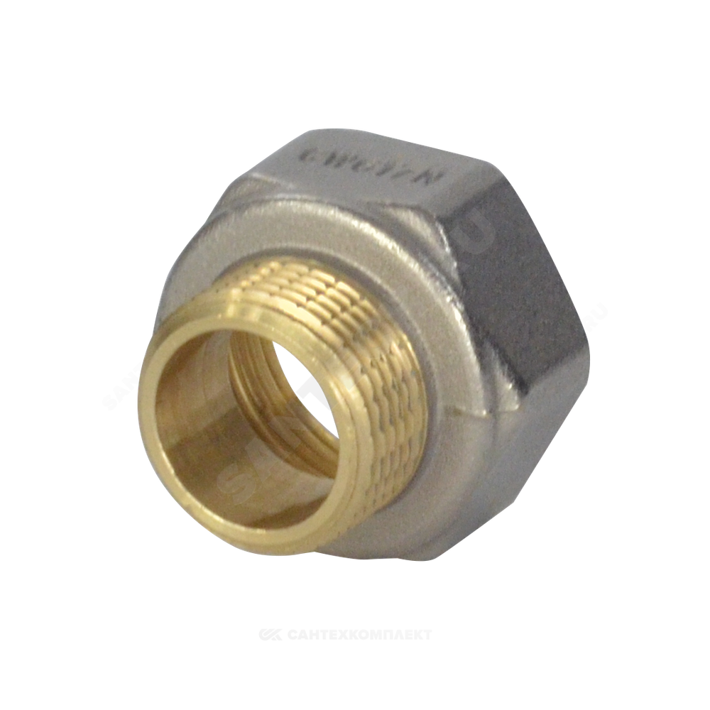 Переход латунь никель реборда Ду 40х32 (1 1/2"х1 1/4") ВР/НР 9021 ГОСТ 32585-2013 Aquasfera 9021-09