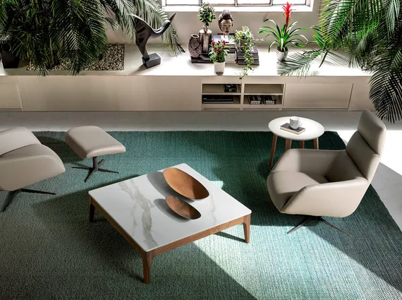 Журнальный столик Angel Cerda 2042 100х100 см, керамика, шпон ореха