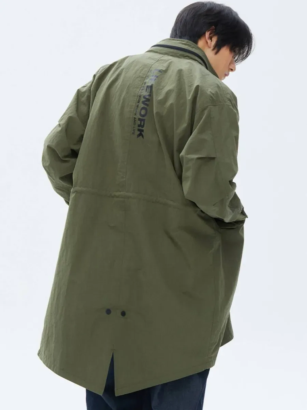 Удлиненная куртка с воротником-стойкой