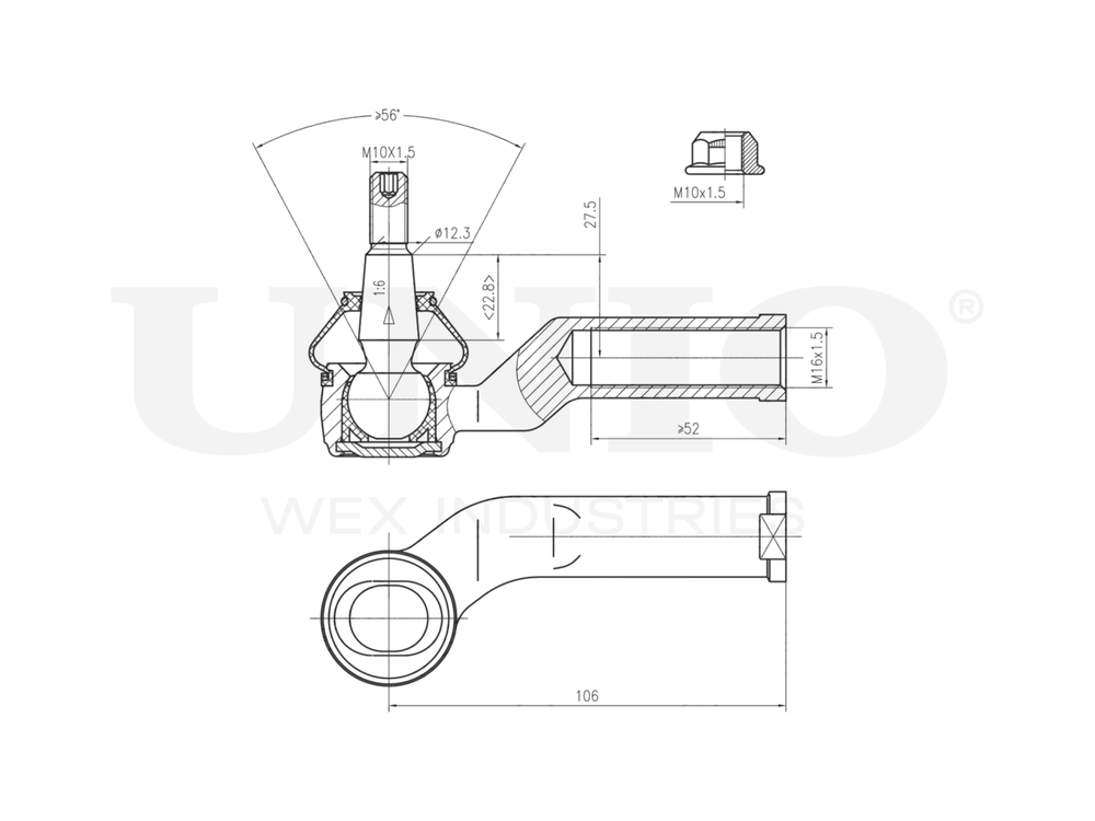 Наконечник рулевой левый UNIO SSP-10045