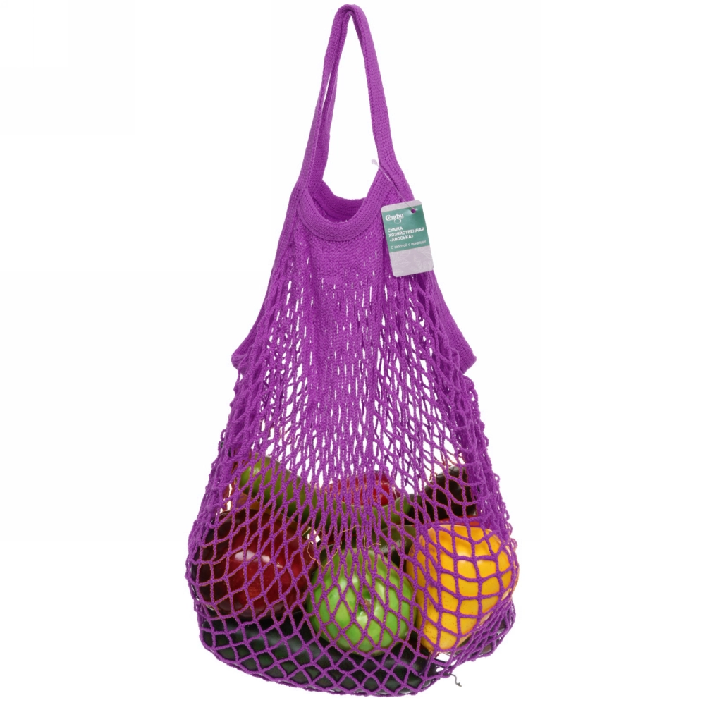 Сумка - шоппер авоська «ТРЕНДИ», цвет лиловый, 35*50см (лейбл Селфи)