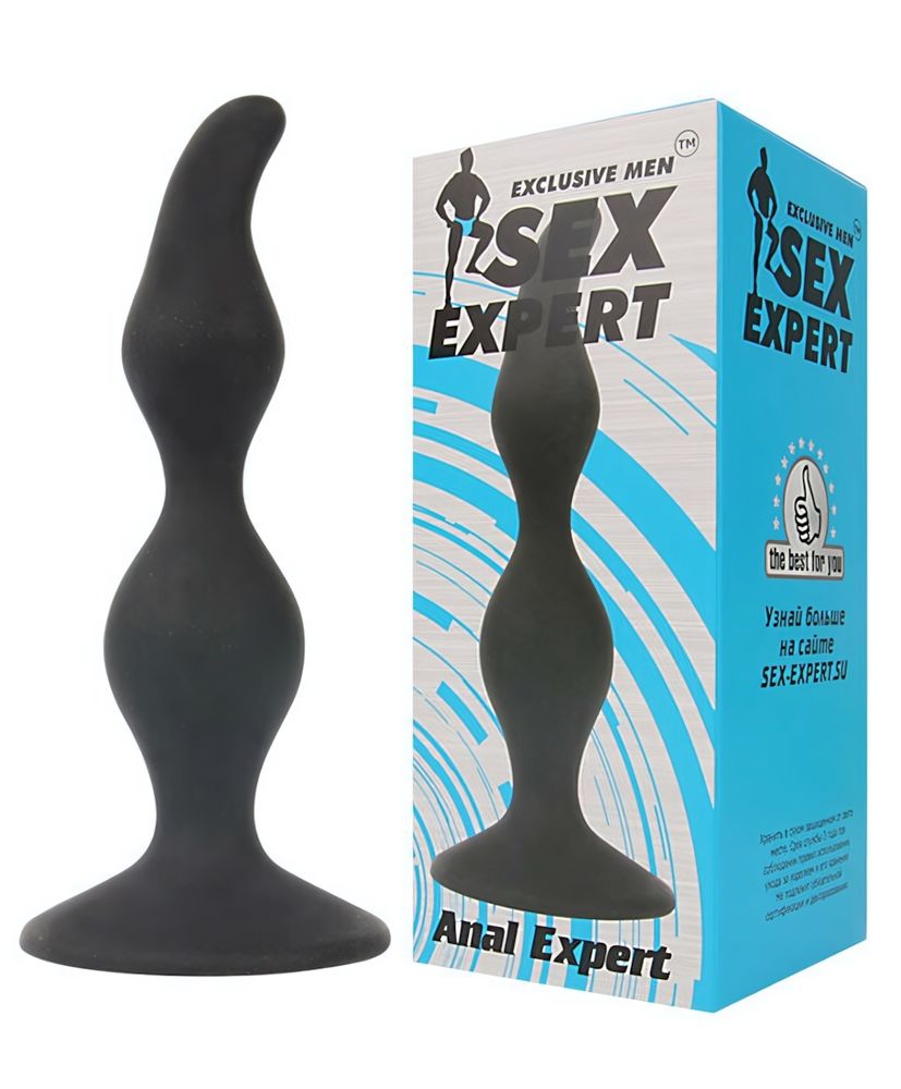 Рельефный анальный стимулятор на присоске Anal Expert (11 см) (Цвет: черный)