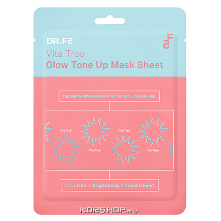 Маска витализирующая для выравнивания тона и сияния Dr.F5 Vita tree glow tone up mask sheet, 23 мл