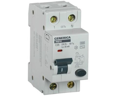IEK АВДТ 32 C25 - Автоматический Выключатель Дифф. Тока GENERICA (MAD25-5-025-C-30)