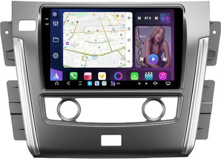 Магнитола Nissan Patrol Y62 2010-2019 (экран климата внизу) - FarCar GX9-9639F2 монитор 9.5" 2K QLED на Android 14, TS20, 6+128Гб, CarPlay, 4G SIM-слот