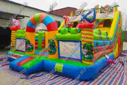 Коммерческий надувной батут "Дружная компания" в тематике "слоник в джунглях", 8*6*6 м