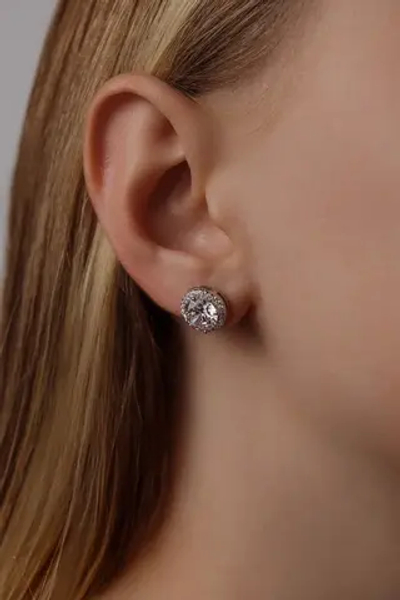 Серьги - пусеты "DIVA" с розовым цирконием