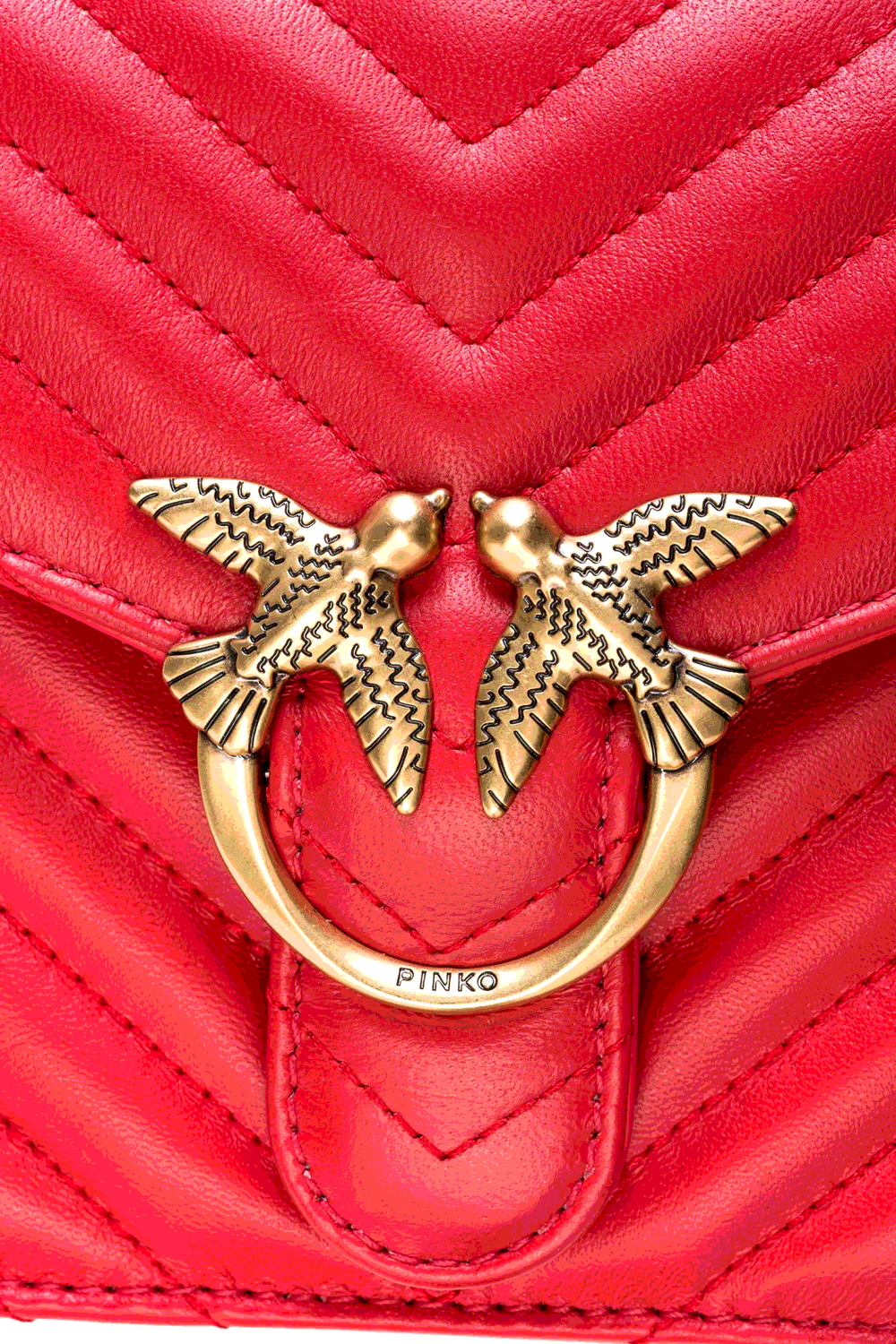 MINI LOVE BAG TOP HANDLE CHEVRON – red-antique gold