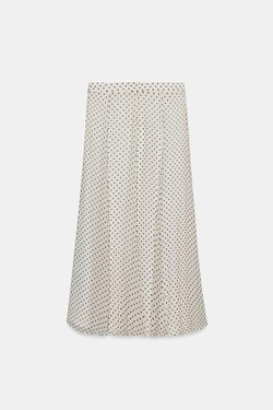 ZARA ЮБКА МИДИ В ГОРОШЕК — ZW COLLECTION, БЕЛЫЙ/ЧЕРНЫЙ